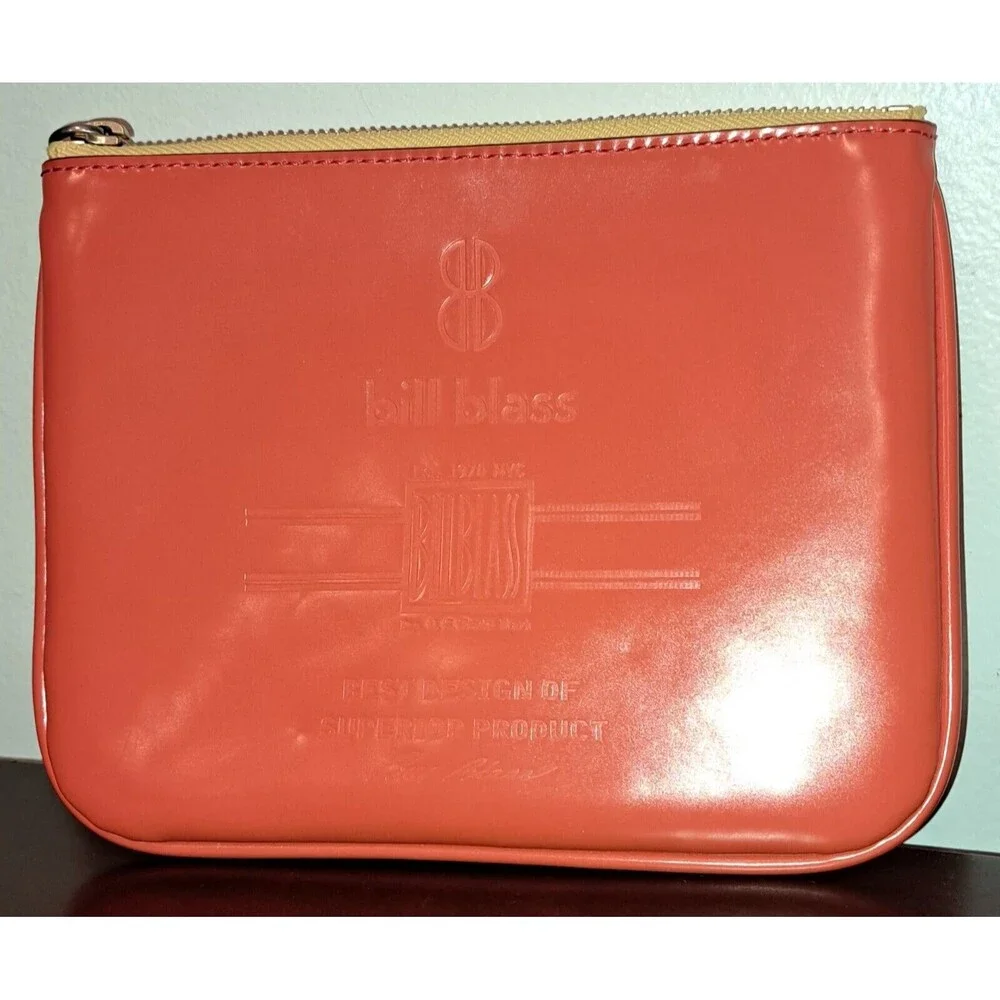 Bill Blass Orange Glossy Cosmetic Makeup Bag‎ Pouch Vintage Collectible